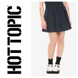 Hot Topic Green & Blue Plaid Pleated Skirt